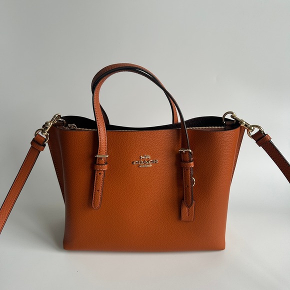 Coach Handbags - Coach Mollie Tote 25 Canyon Orange Pebbled Leather Shoulder Bag Excellent
